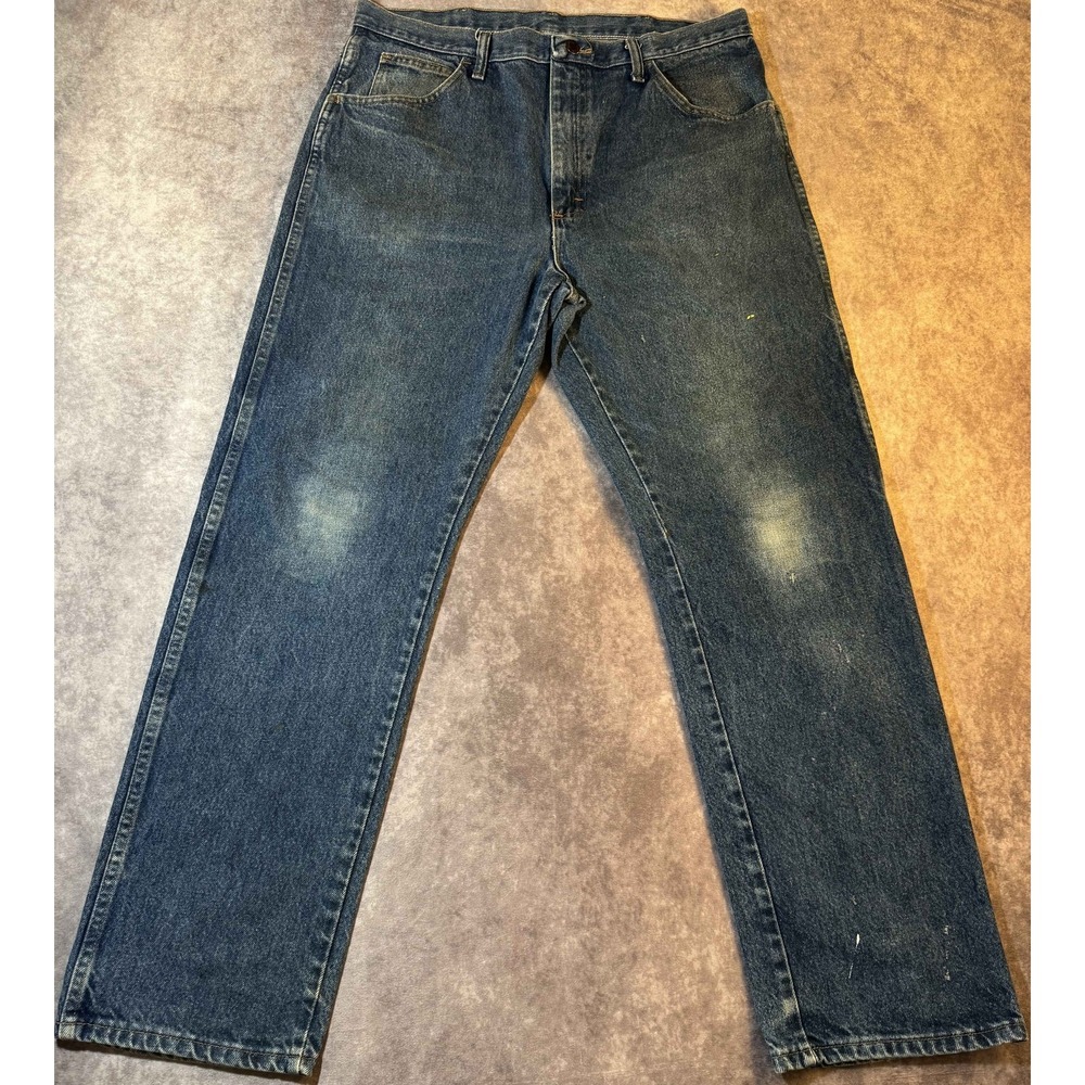 Rustler Jeans Mens 36x32 Paint Stained Blue Denim Workwear‎ Grunge Straight
